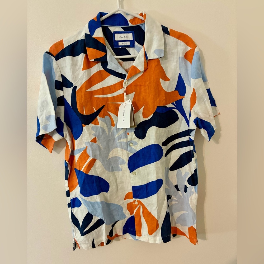Vibrant Blue and Orange Casual Shirt